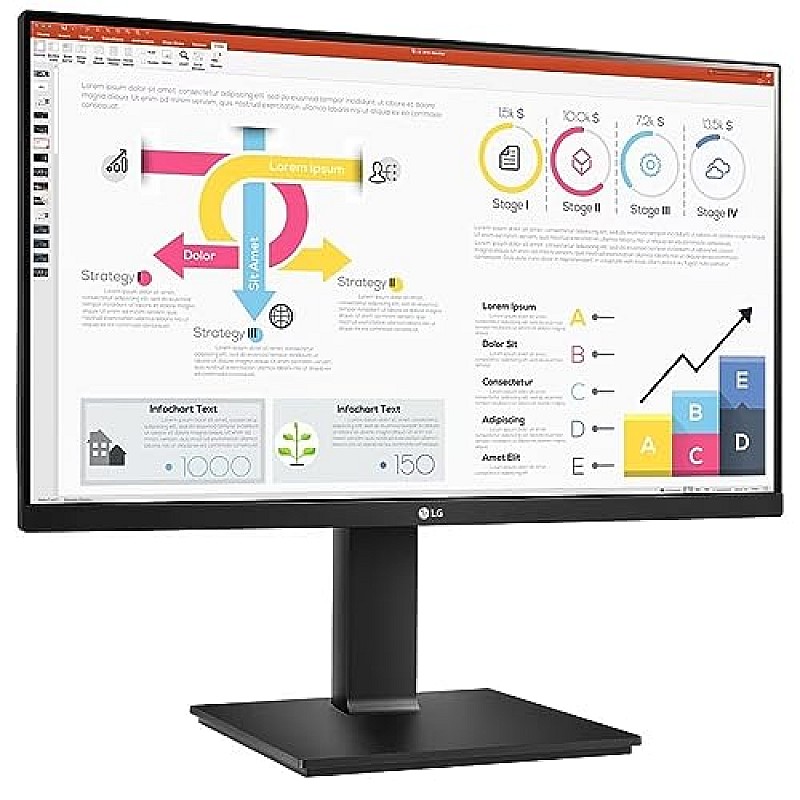 LG 24 inch QHD (2K) 2560x1440 Pixels Monitor Height Adjust, Pivot (2Way), Swivel, Tilt, USB-C (65W PD) Display Port 24QP750 Black