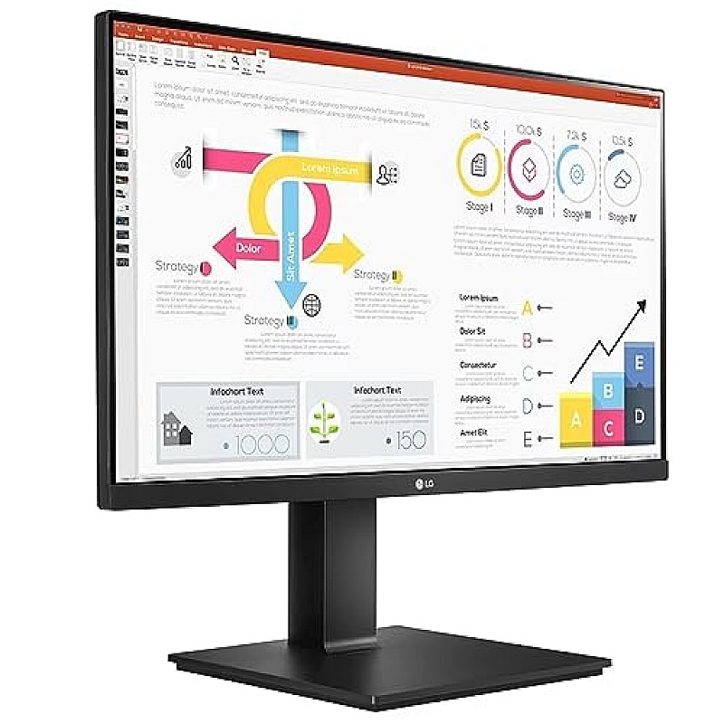 LG 24 inch QHD (2K) 2560x1440 Pixels Monitor Height Adjust, Pivot (2Way), Swivel, Tilt, USB-C (65W PD) Display Port 24QP750 Black