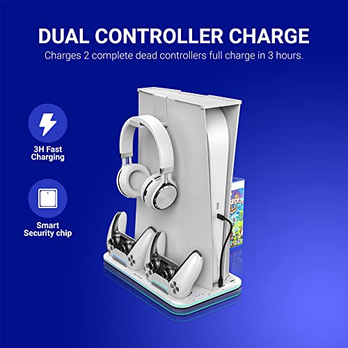 Ant Esports Dock5 RGB with Cooling Fan and Dual Controller Charger Station, PS5 White Ant Esports Dock5 RGB with Cooling Fan and Dual Controller Charger Station, PS5 White