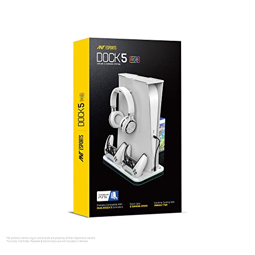 Ant Esports Dock5 RGB with Cooling Fan and Dual Controller Charger Station, PS5 White Ant Esports Dock5 RGB with Cooling Fan and Dual Controller Charger Station, PS5 White