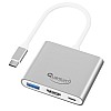 Quantum 3-in-1 USB Type C to Hdmi 4K Adapter, USB 3.0, USB C, High Speed Upto 5Gbps, 60W (Silver) 