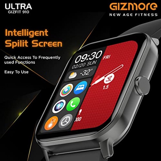 GIZMORE GizFit 910 Ultra BT Calling Smartwatch with 1.69" HD Display Smartwatch (Black)
