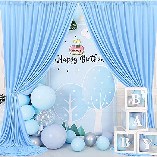 Boltove Sky Blue Wrinkle Free Decoration Backdrop Curtain Drapes Sky Blue