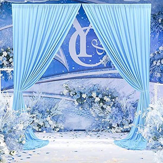 Boltove Sky Blue Wrinkle Free Decoration Backdrop Curtain Drapes Sky Blue