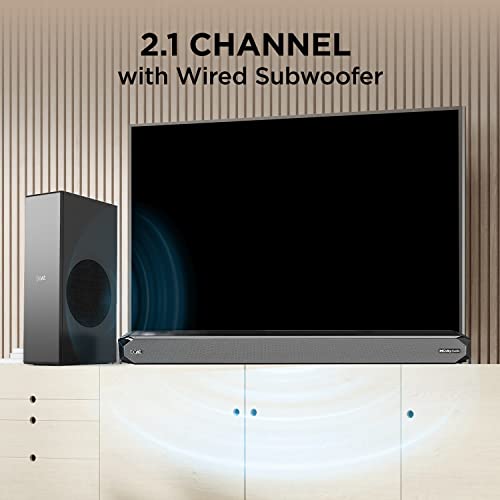 boAt Aavante Bar 1200D Soundbar with Dolby Audio, 100W RMS Signature Sound, 2.1 Channel with Wired Subwoofer (Black) boAt Aavante Bar 1200D Soundbar with Dolby Audio, 100W RMS Signature Sound, 2.1 Channel with Wired Subwoofer (Black)