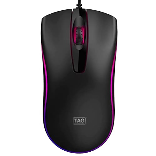 TAG Flash RGB Optical Wired Mouse | 1000 DPI | RGB LED Lights | Ergonomic and Streamlined Design | 1.35m Cable | 3 Buttons | USB Plug and Play Usage for PC, Laptop, Mac (Black) TAG Flash RGB Optical Wired Mouse | 1000 DPI | RGB LED Lights | Ergonomic and Streamlined Design | 1.35m Cable | 3 Buttons | USB Plug and Play Usage for PC, Laptop, Mac (Black)