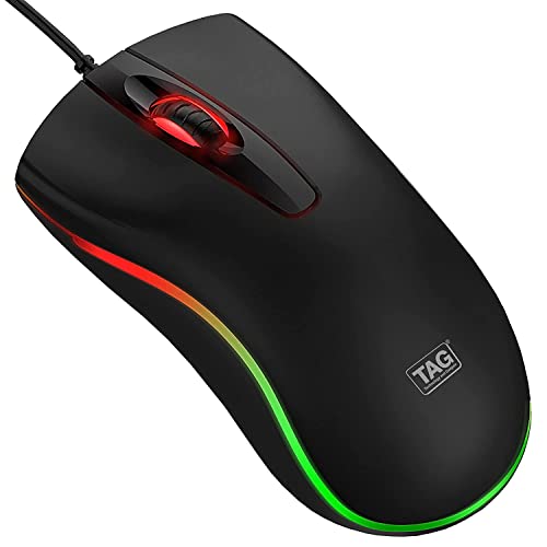 TAG Flash RGB Optical Wired Mouse | 1000 DPI | RGB LED Lights | Ergonomic and Streamlined Design | 1.35m Cable | 3 Buttons | USB Plug and Play Usage for PC, Laptop, Mac (Black) TAG Flash RGB Optical Wired Mouse | 1000 DPI | RGB LED Lights | Ergonomic and Streamlined Design | 1.35m Cable | 3 Buttons | USB Plug and Play Usage for PC, Laptop, Mac (Black)