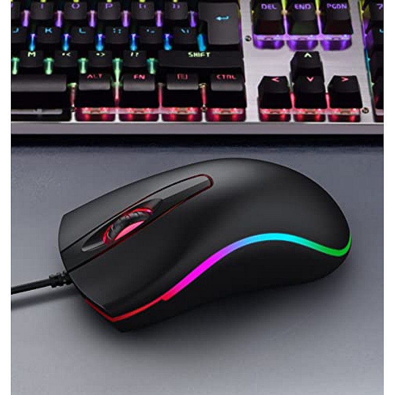 TAG Flash RGB Optical Wired Mouse | 1000 DPI | RGB LED Lights | Ergonomic and Streamlined Design | 1.35m Cable | 3 Buttons | USB Plug and Play Usage for PC, Laptop, Mac (Black)