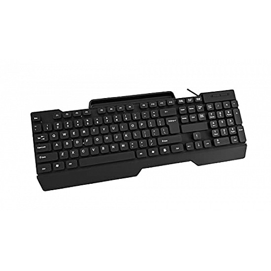 Elista Wired USB Keyboard | 104 Keys with Stylish Mobile Holder| ELS WK-711