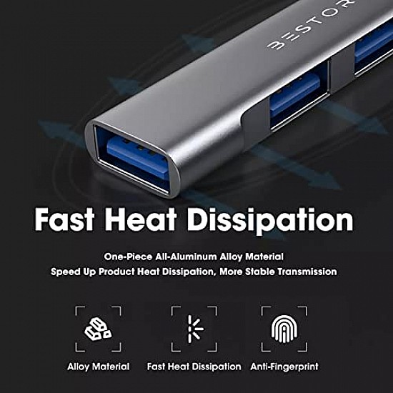 BESTOR® USB Hub 4 in 1,Portable 4 Ports USB Splitter Mini Docking Station with 5Gbps Fast Data Transfer Multi USB Port Hub