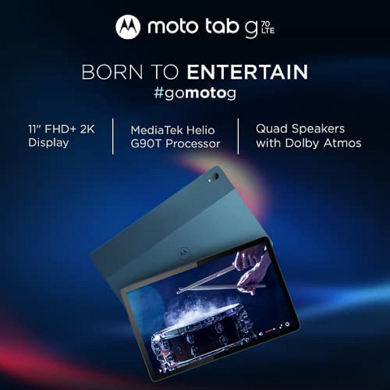 Motorola Tab (11inch, 4GB, 64GB, WiFi+LTE Calling), Modernist Teal with Mediatek Helio G90T Processor, Quadcore Speakers  