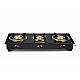 GREENCHEF Elon Glass cook top 3 Burner Gas stove,Black Body (Manual Ignition)