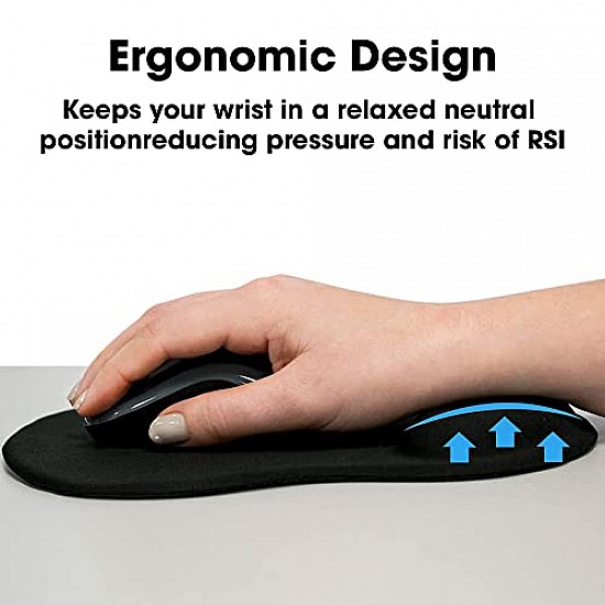 Sounce Mouse Pad, Ergonomic Mouse Pad with Comfortable Gel Wrist Rest Support and Lycra Cloth, Durable and Washable, Classic (Black)