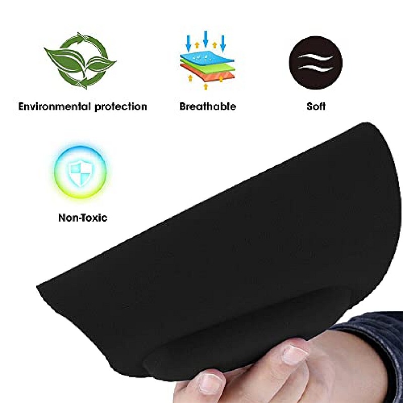 Sounce Mouse Pad, Ergonomic Mouse Pad with Comfortable Gel Wrist Rest Support and Lycra Cloth, Durable and Washable, Classic (Black)