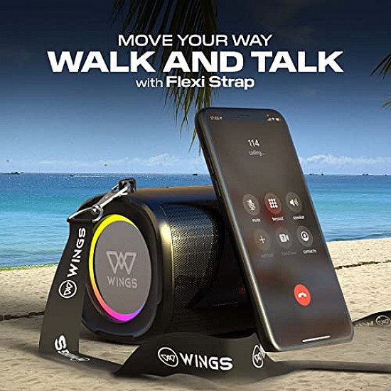 Wings Upbeat 101 Bluetooth Speaker with TWS Bluetooth 5.1 Pairing, RGB Lights, Powerful 5W Output and 20 hours of Playtime Black