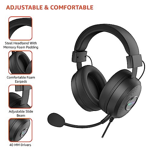 Amazon Basics Wired Over Ear Gaming Headphones mic for PC, Laptop | Static RGB | (Black) Amazon Basics Wired Over Ear Gaming Headphones mic for PC, Laptop | Static RGB | (Black)
