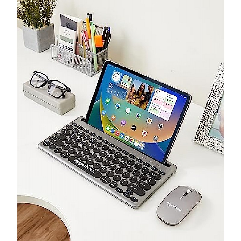 Amazon Basics Wireless Keyboard and Mouse Set with Bluetooth multi connect