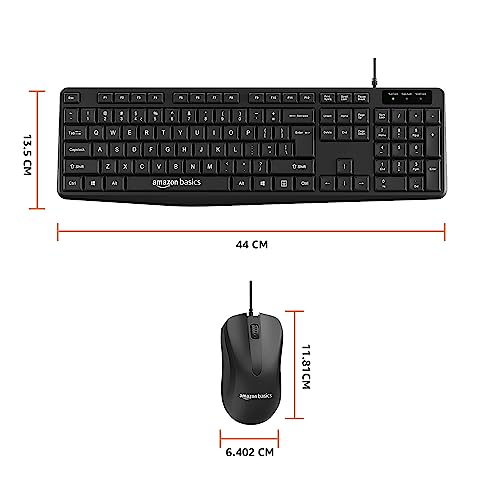 Amazon Basics Wired Keyboard and Mouse Combo l 1200 DPI l for Windows, Mac OS Computer