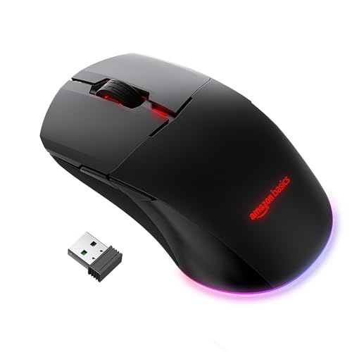 Amazon Basics Dual Connectivity Rechargeable Gaming Mouse (Bluetooth/Wireless) with 8 Programmable Buttons, 16000 DPI Optical Sensor Amazon Basics Dual Connectivity Rechargeable Gaming Mouse (Bluetooth/Wireless) with 8 Programmable Buttons, 16000 DPI Optical Sensor