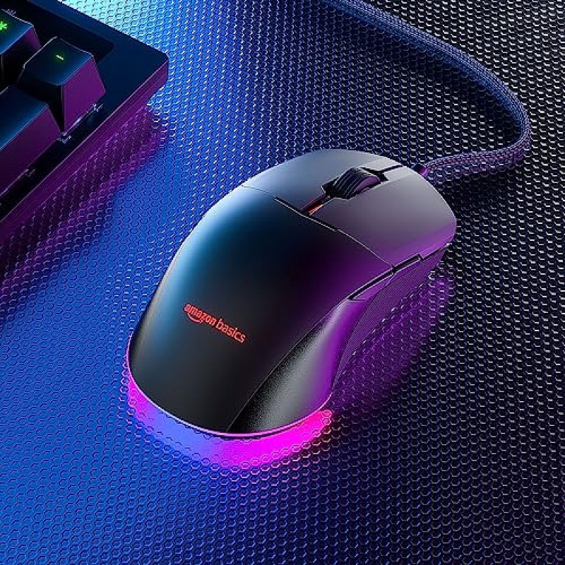 Amazon Basics Dual Connectivity Rechargeable Gaming Mouse (Bluetooth/Wireless) with 8 Programmable Buttons, 16000 DPI Optical Sensor