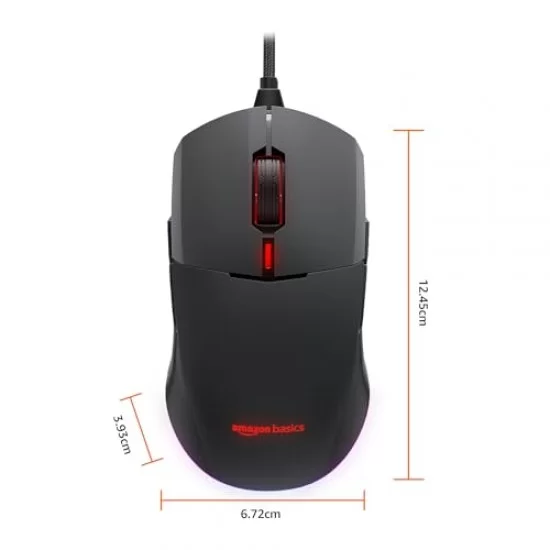 Amazon Basics Dual Connectivity Rechargeable Gaming Mouse (Bluetooth/Wireless) with 8 Programmable Buttons, 16000 DPI Optical Sensor