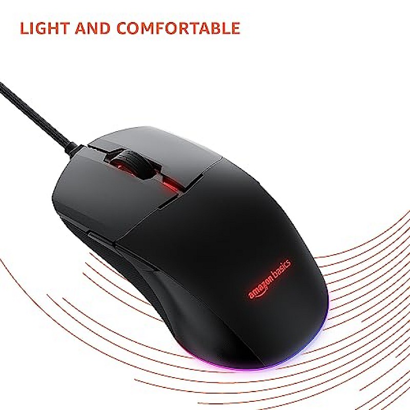 Amazon Basics Dual Connectivity Rechargeable Gaming Mouse (Bluetooth/Wireless) with 8 Programmable Buttons, 16000 DPI Optical Sensor