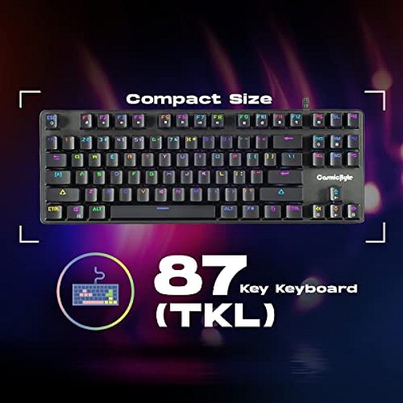 Cosmic Byte CB-GK-34 Firefly Hot Swappable Per-Key RGB Ten-Keyless Keyboard with Outemu Red Switch, Macros, Software (Black)