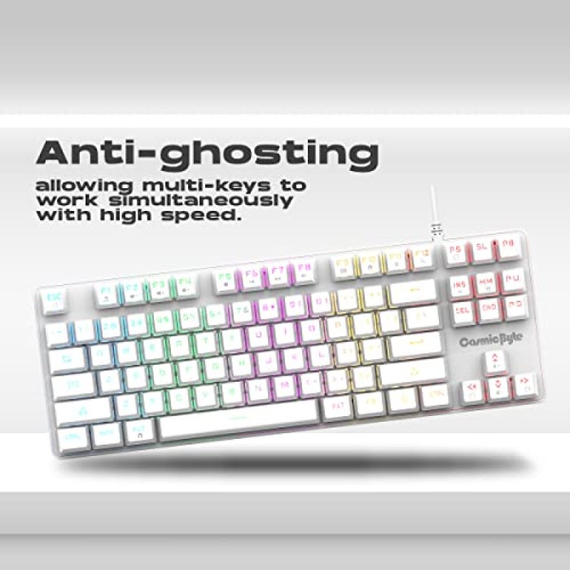 Cosmic Byte CB-GK-37 Firefly Per-Key RGB TKL Mechanical Keyboard with Swappable Outemu Red Switch (White)