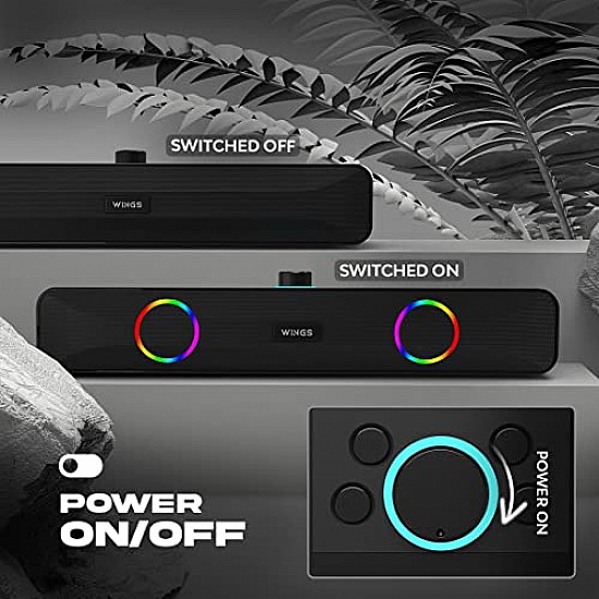 Wings Centerstage 200 True Wireless, Bluetooth 5.0 Soundbar with16 W Output, 2500 mAh Battery,6.5 Hours Playtime Mini Wireless Bluetooth Speaker for Parties