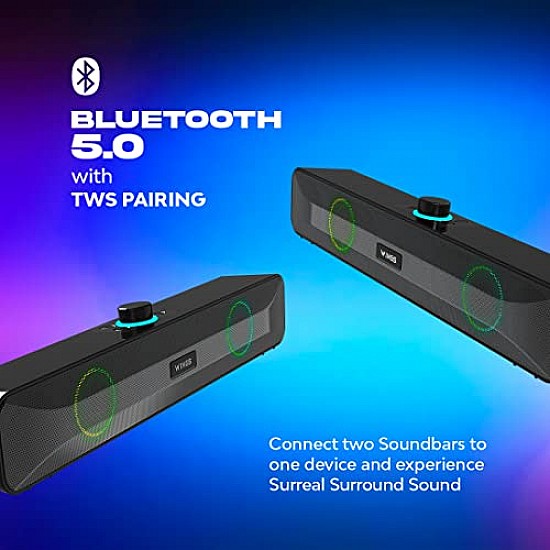 Wings Centerstage 200 True Wireless, Bluetooth 5.0 Soundbar with16 W Output, 2500 mAh Battery,6.5 Hours Playtime Mini Wireless Bluetooth Speaker for Parties