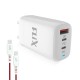 FLiX (Beetel) Storm 65W PD & QC GaN Tech Fast Charging Wall Charger for Mobile (White - ST165)
