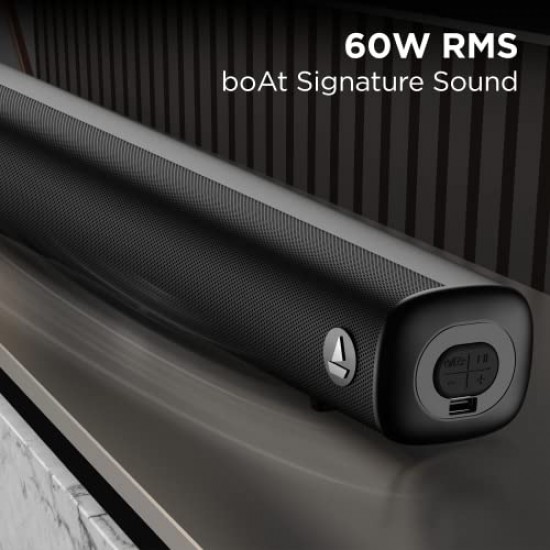 boAt Aavante Bar Tune Bluetooth Soundbar with 60W RMS Signature Sound, 2.0 Channel, Multi-Connectivity Modes (Jade Black)