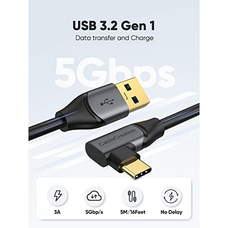 CableCreation USB C Link Cable 10Feet, USB C Cable Fast Charging 60W, 5Gbps High Speed, Black