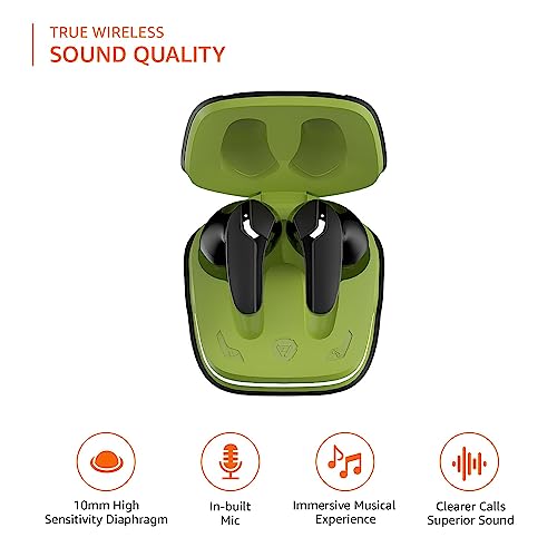 Amazon Basics True Wireless in-Ear Earbuds with Mic, Touch Control, (Green and Black)