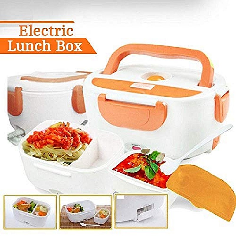 Airtree Plastic Electric Lunch Box - Perfect for Office Men and Women: 1050ml with 2 Compartments