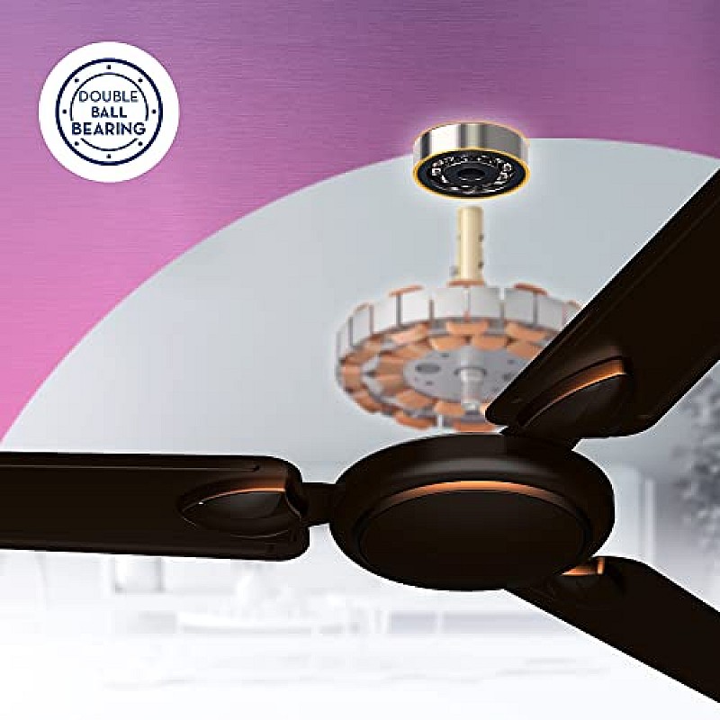 Crompton SUREBREEZE HILLBRIZ DECO 1200 mm (48 inch) Ceiling Fan (Smoked Brown) Star rated energy efficient fan