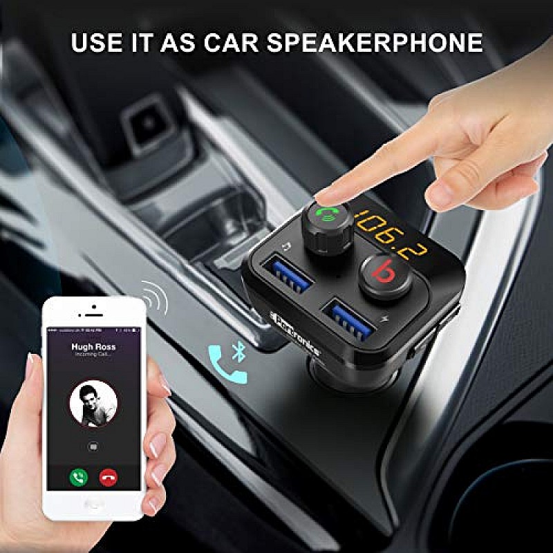 Portronics Auto One Smart Car Charger And Music Streamer with Hands Free Calling, Bluetooth 5.0 Black