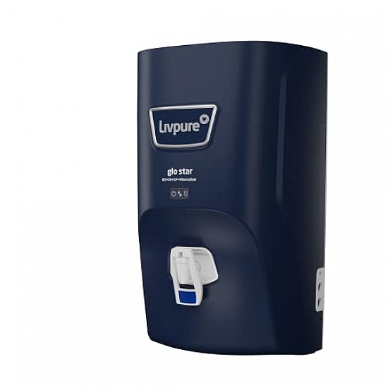 Livpure Glo Star RO+In-Tank UV+UF+Mineraliser 7 L Storage, 15 LPH Water Purifier for Home Blue