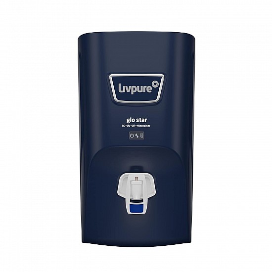 Livpure Glo Star RO+In-Tank UV+UF+Mineraliser 7 L Storage, 15 LPH Water Purifier for Home Blue