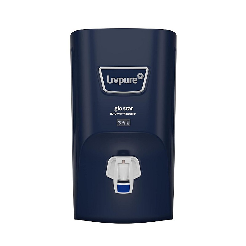 Livpure Glo Star RO+In-Tank UV+UF+Mineraliser 7 L Storage, 15 LPH Water Purifier for Home Blue