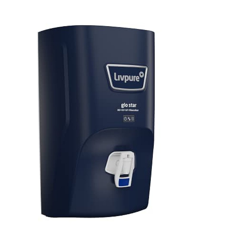 Livpure Glo Star RO+In-Tank UV+UF+Mineraliser 7 L Storage, 15 LPH Water Purifier for Home Blue