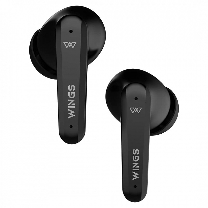 Wings Phantom 380 Best Low Latency 30Hrs Earbuds, ANC Bluetooth Wireless Headphones Black