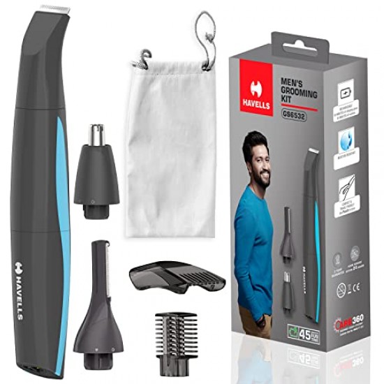 Havells Multi Grooming Kit Gs6532, 5-In-1 With Protective Combs, Rechargeable - All-In-One Trimmer