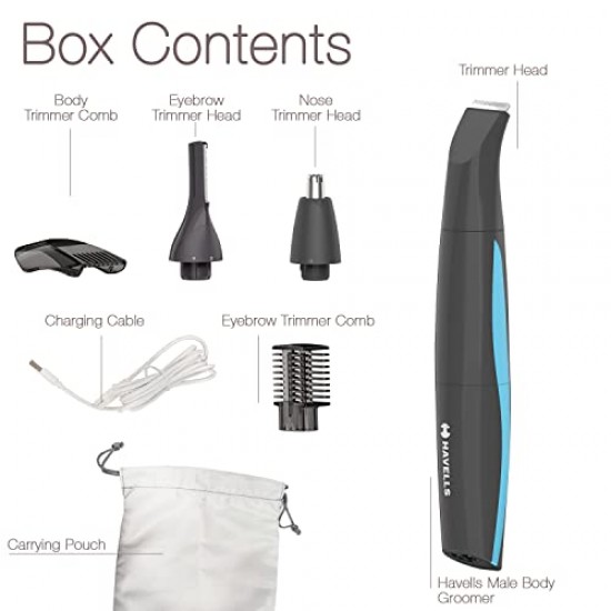 Havells Multi Grooming Kit Gs6532, 5-In-1 With Protective Combs, Rechargeable - All-In-One Trimmer