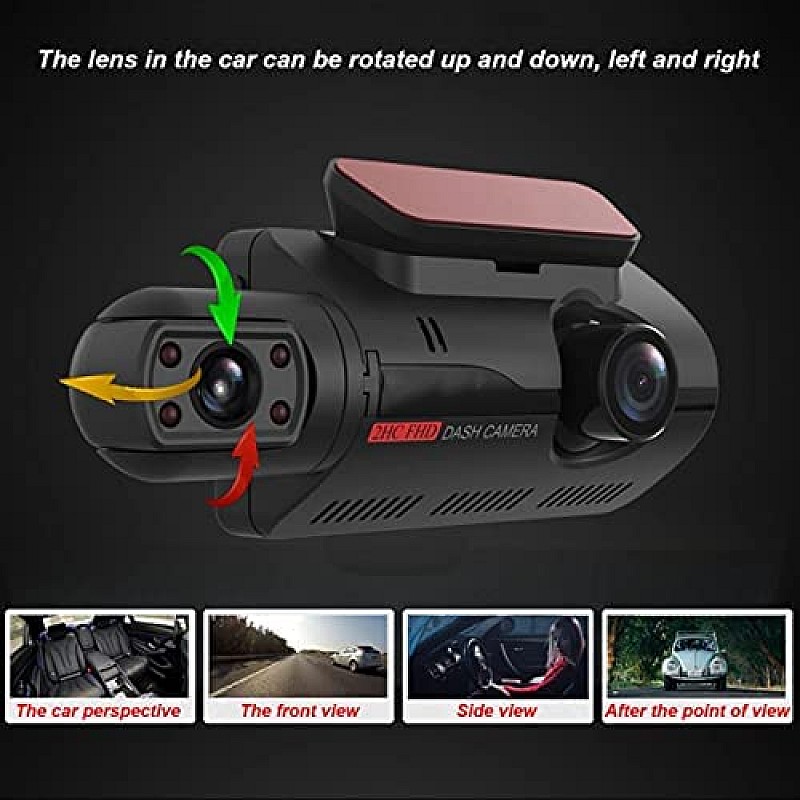 Sprugal Car Dashcam DVR Camera 360 Degree Lens, FHD 1080P IPS Screen, Night Vision Parking Monitoring