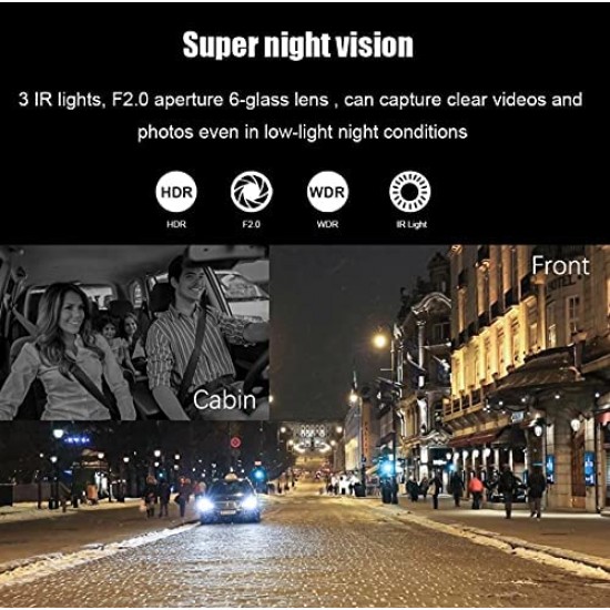Sprugal Car Dashcam DVR Camera 360 Degree Lens, FHD 1080P IPS Screen, Night Vision Parking Monitoring