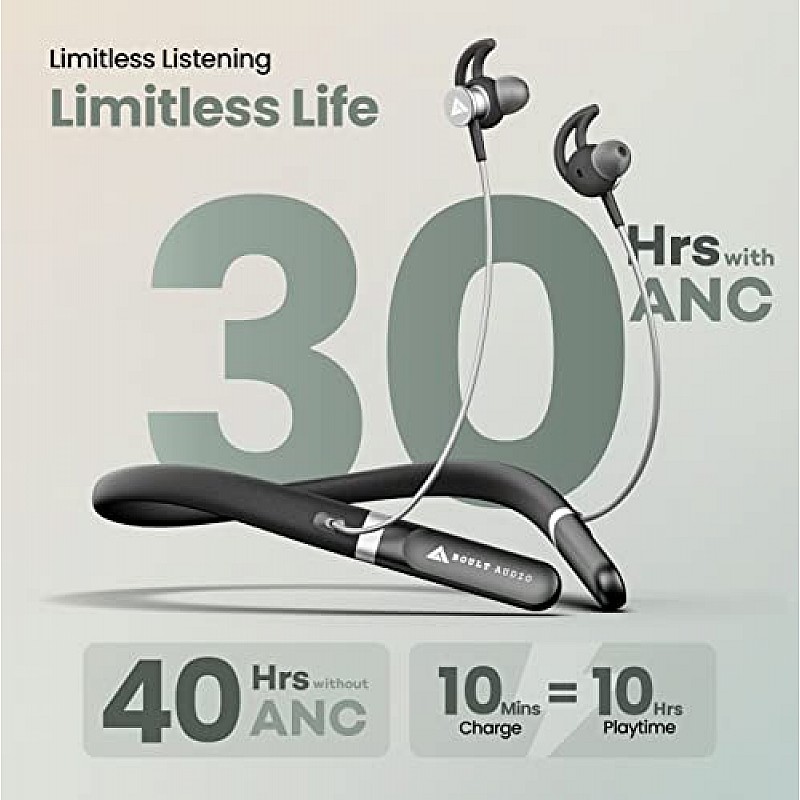 Boult Audio Curve ANC Wireless in Ear Wireless Earphones with 25dB Active Noise Cancellation, ENC Mic, 30H Playtime, 60ms (Black)