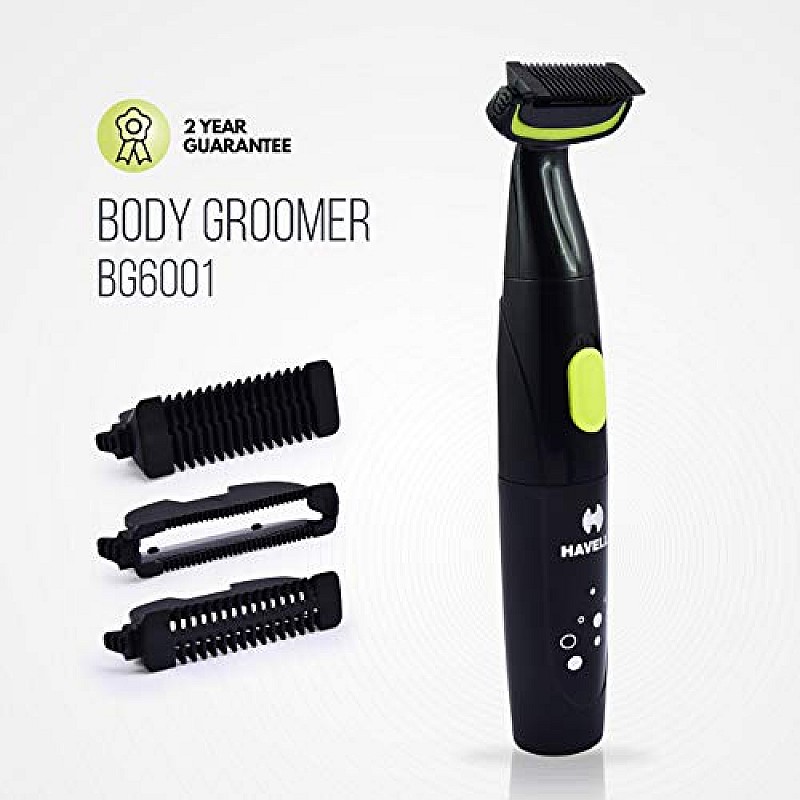 Havells BG6001, Battery Operated Body Trimmer for Body Trimming Black Green