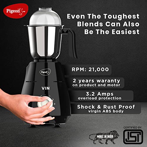 Pigeon by Stovekraft VIN Mixer Grinder Machine for Kitchen 750 Watts 4 Multi Purpose Jars Pigeon by Stovekraft VIN Mixer Grinder Machine for Kitchen 750 Watts 4 Multi Purpose Jars