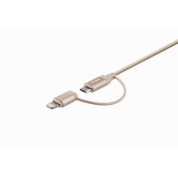 Targus ACC99507AP ALU Series 2-in-1 Lightning and Micro USB Cable (Gold)